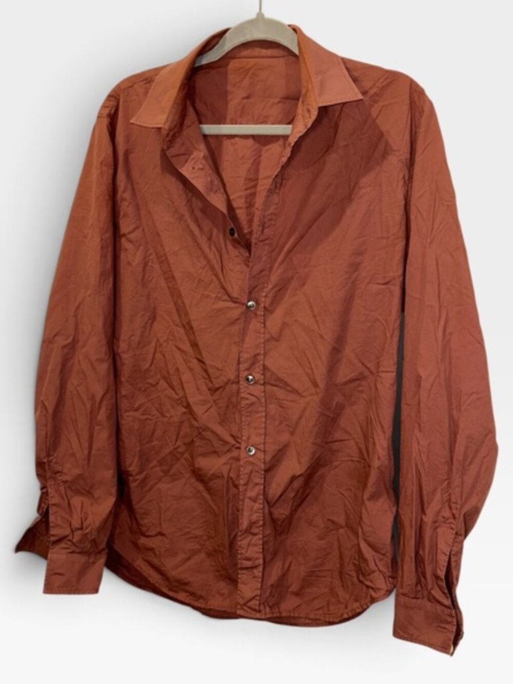 Maison Margiella deep terracotta cotton mens button down shirt 42